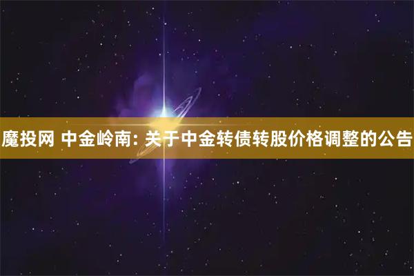 魔投网 中金岭南: 关于中金转债转股价格调整的公告