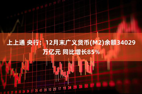 上上通 央行：12月末广义货币(M2)余额34029万亿元 同比增长85%